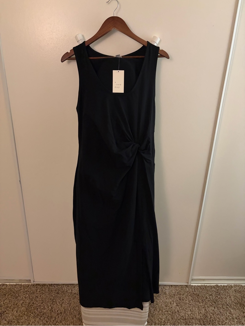 a new day Black Sleeveless Knot-Front Midi Dress